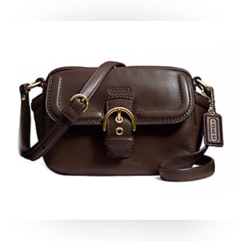 COACH Campbell Leather Camera Bag Crossbody Brown F25150